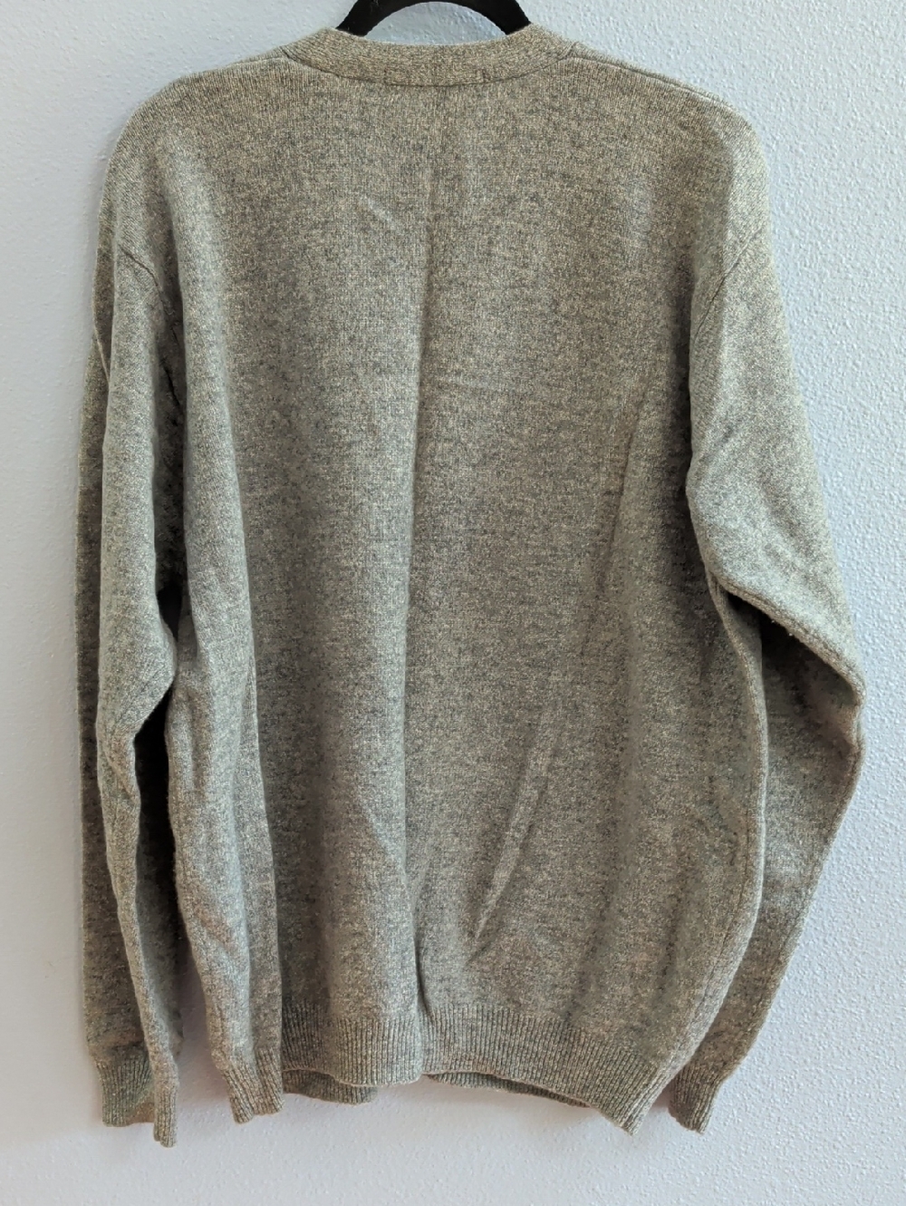 John Ashford Pure Wool Woolmark Men's Gray V-Neck Button Cardigan - Picture 6 of 6